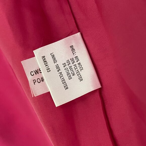 CALVIN KLEIN fuchsia lined belted coat/exc condition/60% wool/lined/6 - Picture 2 of 10